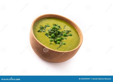 Green Pea Soup In A Bowl Isolated Stock Image Image Of Cooking Food