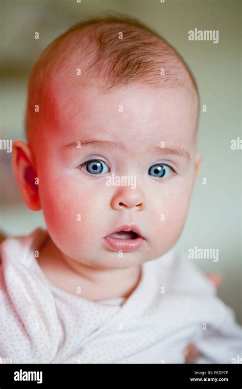 Young Baby Girl With Blue Eyes Stock Photo Alamy