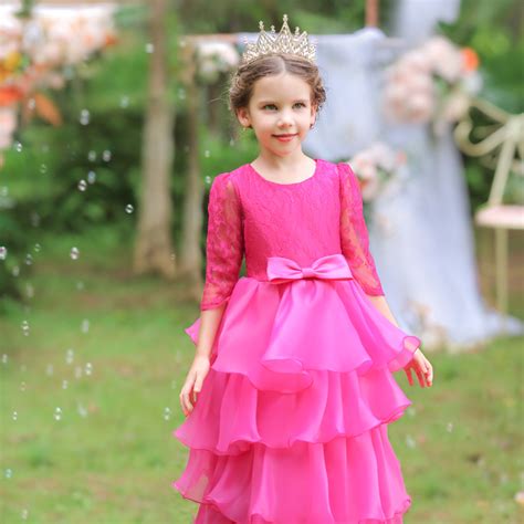 Children Clothes Lace Evening Gowns Bow Baby Frocks Design Girl Party
