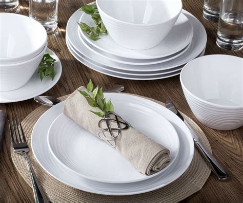 Parhoma 12 Piece Modern White Melamine Dinnerware Set Service For 4