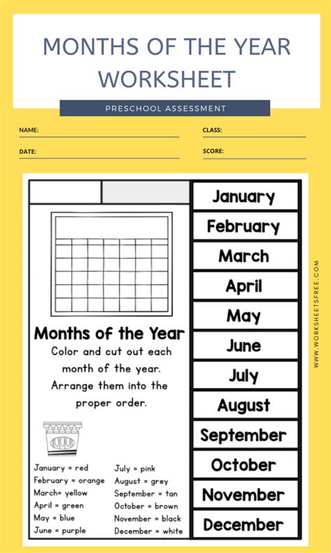 Months Of The Year Worksheet Worksheets Free