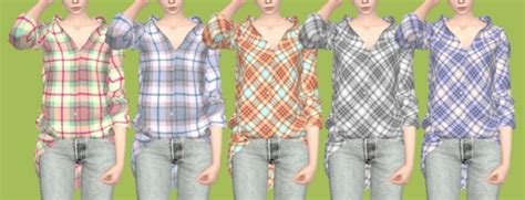 Tukete Loose Fit Plaid Shirt Sims 4 Downloads