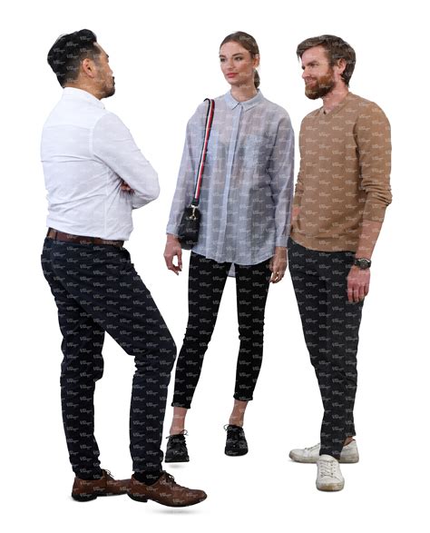 Group Of Three People Standing And Talking Vishopper