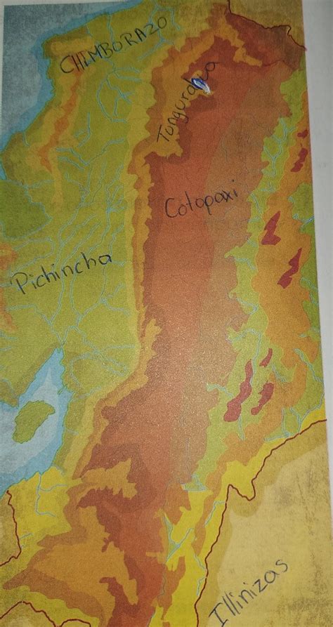ubica en el mapa las siguientes elevaciones pichincha cotopaxi inicia Chimborazo y tungurahua ...