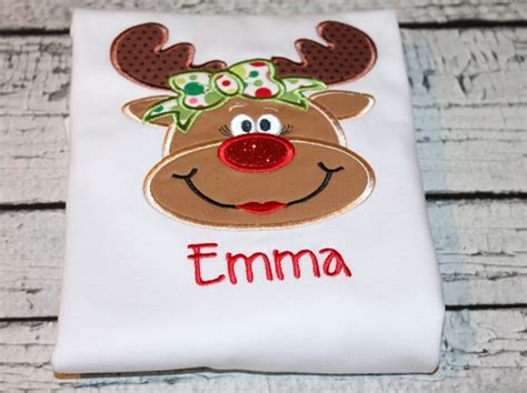Items Similar To Girls Reindeer Christmas Shirt Personalized Reindeer