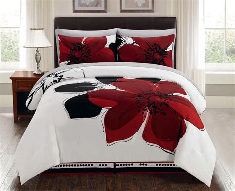 *all links on this page are affiliate links, meaning i get commissions for purchases made through those links on this page at no additional cost to you. 8-Piece Burgundy Red Black White Grey floral Comforter Bed ...
