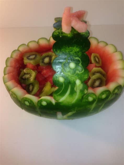 Carved Watermelon Basket For Engagement Party Carved Watermelon Watermelon Basket Watermelon