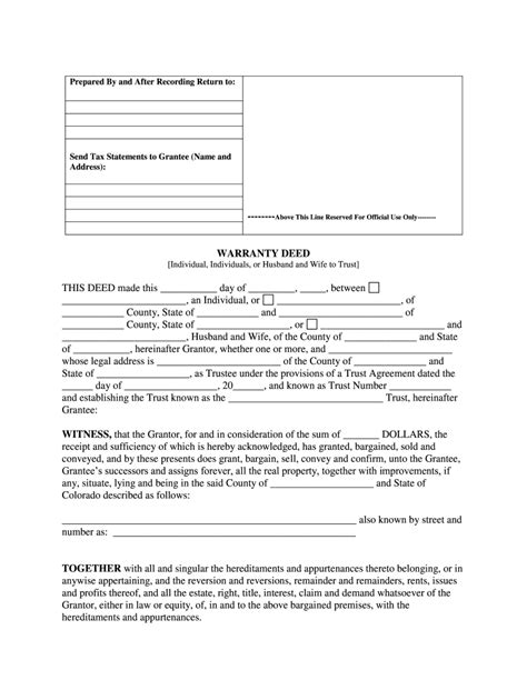 Colorado Warranty Deed Template Form Fill Out And Sign Printable Pdf