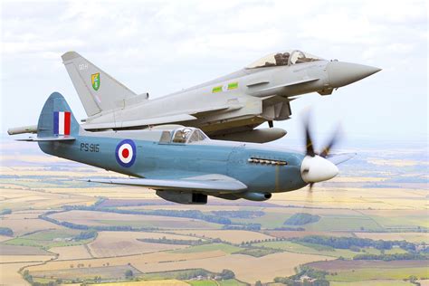 Typhoon And Spitfire In Formation Over Lincolnshire On The Anniversary