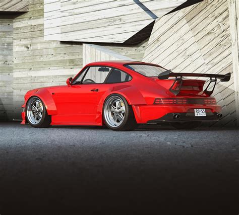 Crimson Widebody Porsche 964 Leads The Slammed Digital 911 Restomod