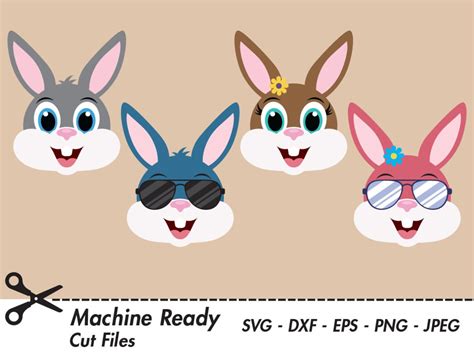 Cute Bunny Rabbit SVG Cut Files PNG Easter Bunny Clipart - Etsy UK