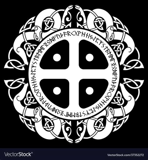 Scandinavian Viking Design Sun Cross Old Norse Vector Image