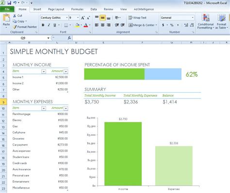 Simple Monthly Budget Spreadsheet For Excel 2013