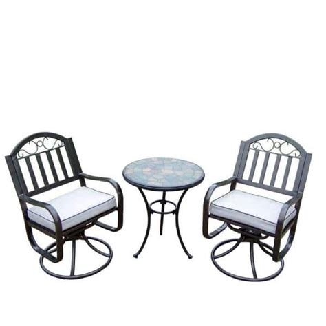 Oakland Living Stone Art Rochester 3 Piece Swivel Patio Bistro Set With