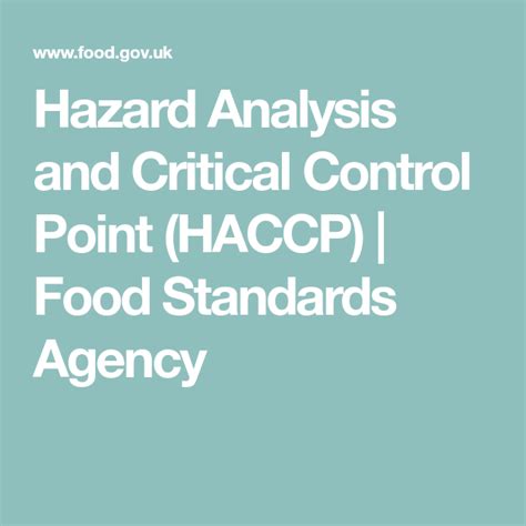 Hazard Analysis And Critical Control Point HACCP Food Standards
