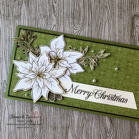 Poinsettia Petals Christmas Slimline Card Stamped Treasures