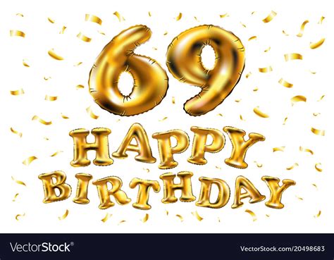 Happy Birthday 69th Celebration Gold Balloons Vector Image
