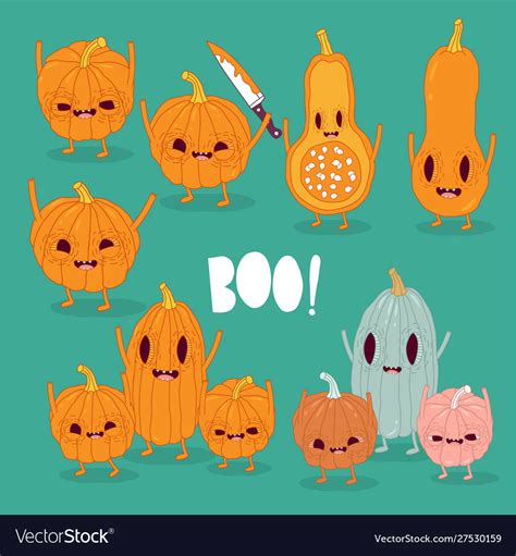 Funny Pumpkins Wish You A Happy Halloween Vector Image