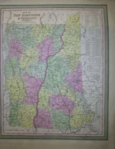 Map Of New Hampshire And Vermont By Thomas Cowperthwait And Co Very Good