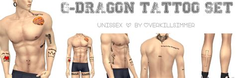Sims 4 Ccs The Best G Dragon Tattoo Set By Overkillsimmer G