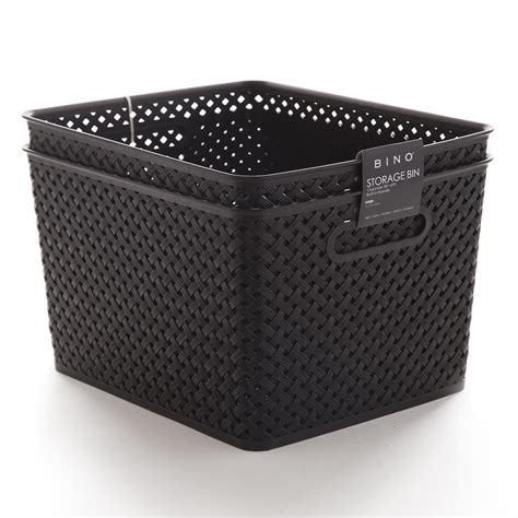 Bino Woven Plastic Storage Basket Large 2 Pack Black