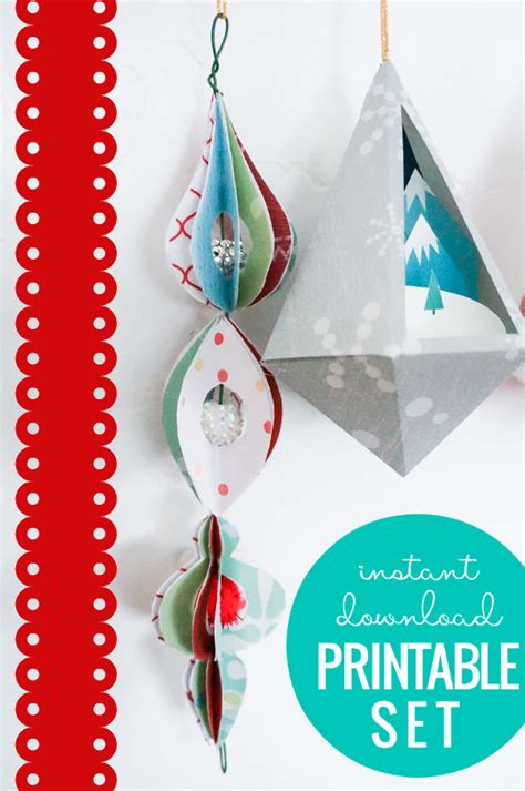 3d Paper Ornament Templates Printable Christmas Decorations