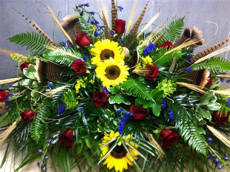 Masculine Casket Spray Funeral Flower Arrangements Sympathy Flowers