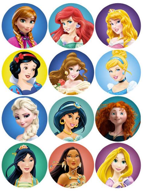 Princesses Inspired Cupcake Toppers Favor Tags Stickers Etsy In 2021