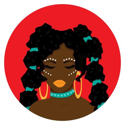 Retrato De Uma Linda Mulher Negra Garota Afro Americana Dos Desenhos