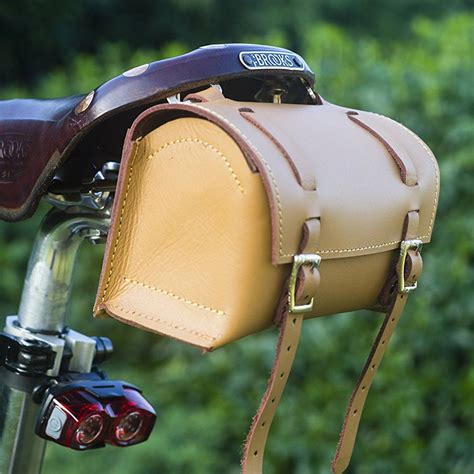 Bicycle Bag Saddle Handlebar Frame Bag In Tan Leather