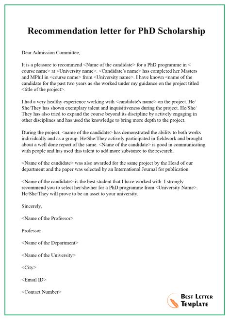 Phd Recommendation Letter Example • Invitation Template Ideas