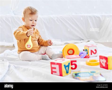 Child Baby Boy Playing Childhood Toy Toddler Cute Fun Little Stock
