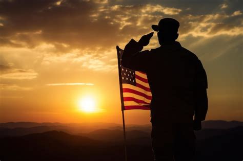 Premium Ai Image Silhouette Of Soldier Saluting In Front Of An