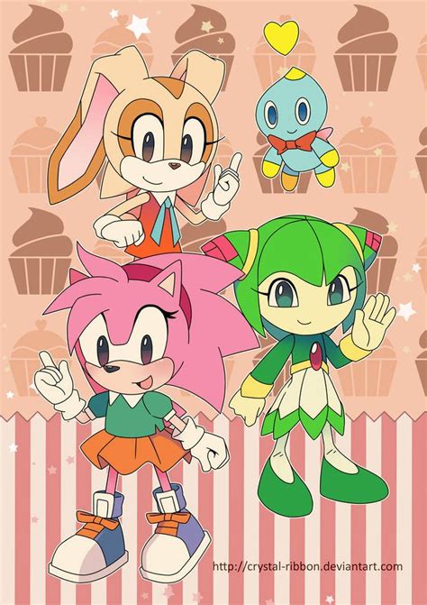 Sonic Poster Retro Rosy Cream And Cosmo By Crystal Ribbon On