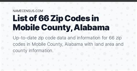 Mobile County Zip Codes List Of 66 Zip Codes In Mobile County Alabama