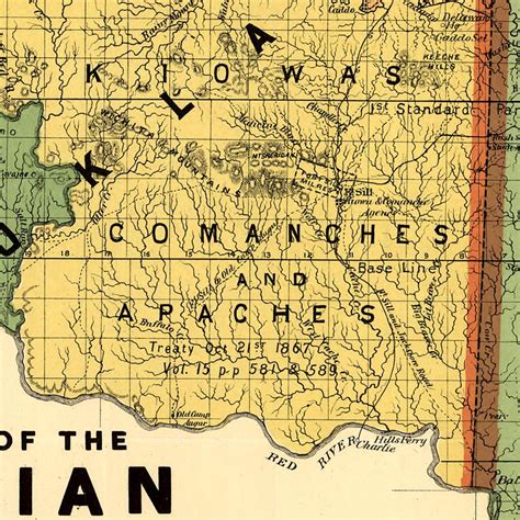 1892 Indian Territory And Early Oklahoma Wall Map Franklin Mint