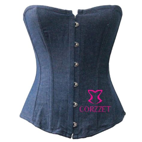 Women S Strapless Blue Denim Corset Top And Bustier Top Ladies Boned Jeans Corselet Sexy