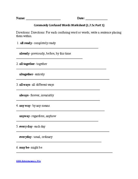 Commonly Confused Words Worksheet Pdf Kidsworksheetfun