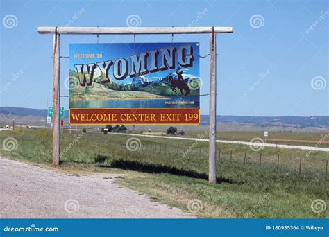 Welcome Sign To The State Of Wyoming Stock Photo Image Of Mountain