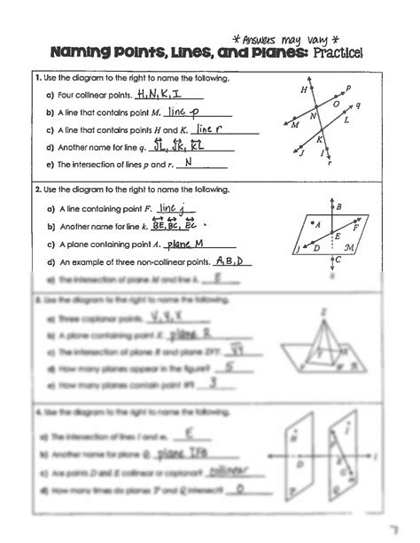 Solution Points Lines And Planes Worksheet Studypool