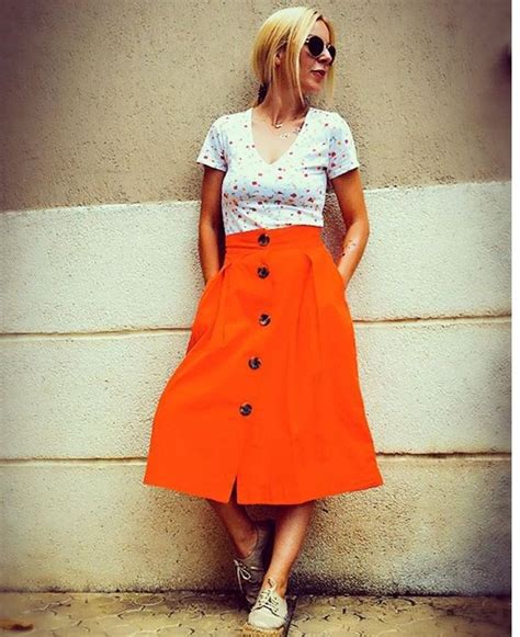 Orange Skirt Outfits 30 Ideas On How To Wear Orange Skirts Orange Skirt Orange Skirt Outfit