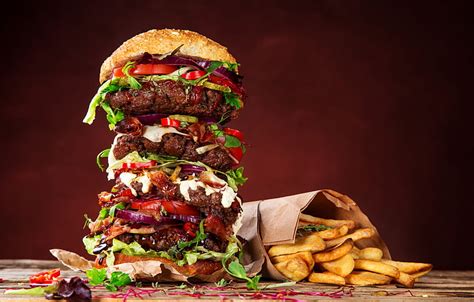 Hd Wallpaper Black Background Sandwich Hamburger Bokeh Fast Food