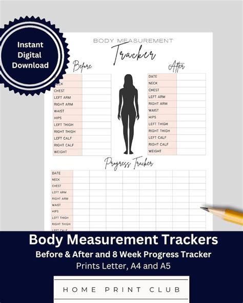 Body Measurement Tracker Printable Body Measurement Chart Etsy
