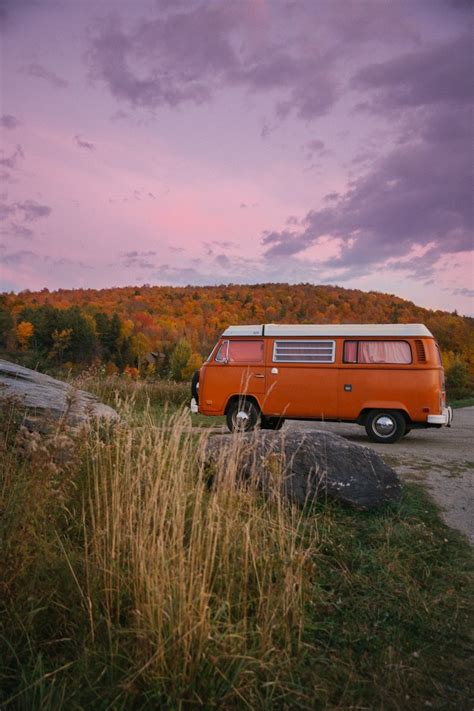Vw Camper In Vermont Orange Vans Aesthetic Beachy Aesthetic Orange