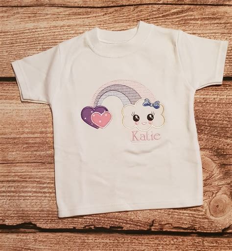 Camiseta Arco Iris De Las Niñas Personalizadas Con El Corazón Etsy