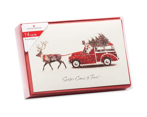 Santas Comin Christmas Boxed Cards 14 Count American Greetings