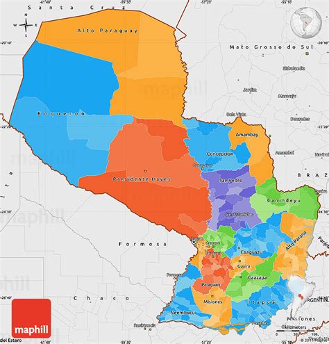 Political Simple Map Of Paraguay Single Color Outside Borders And Labels