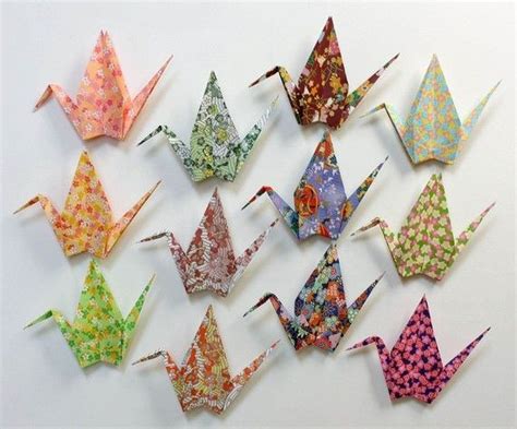 12 Large Origami Paper Cranes In Assorted Prints Etsy Origami Paper