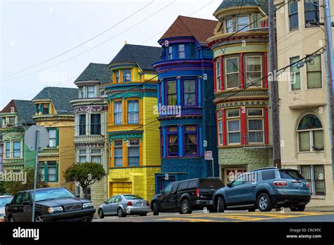 Row Of Houses San Francisco California Usa Stock Photo Alamy