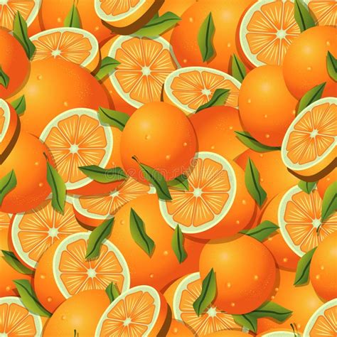 Whole Orange Fruits Pile Together With Sliced Pieces And Leaves Stock